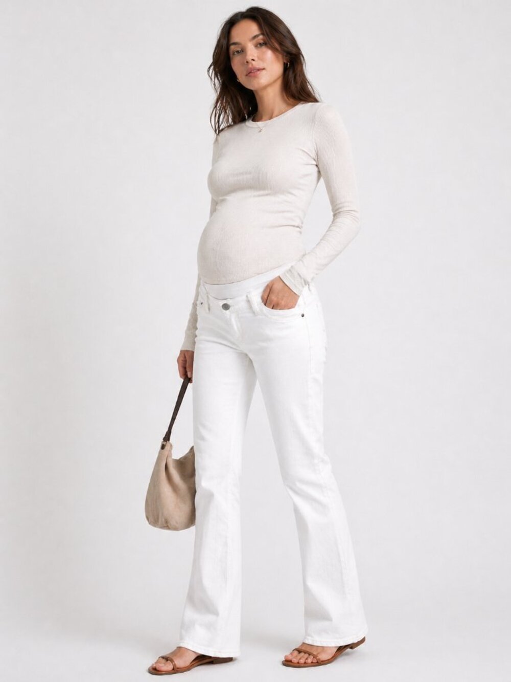 J Crew Maternity Matchstick White Denim Jeans 28